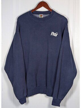 Vintage Proctor Gamble P&G Pullover Sweatshirt Size XL Unisex Navy Blue Hvywght